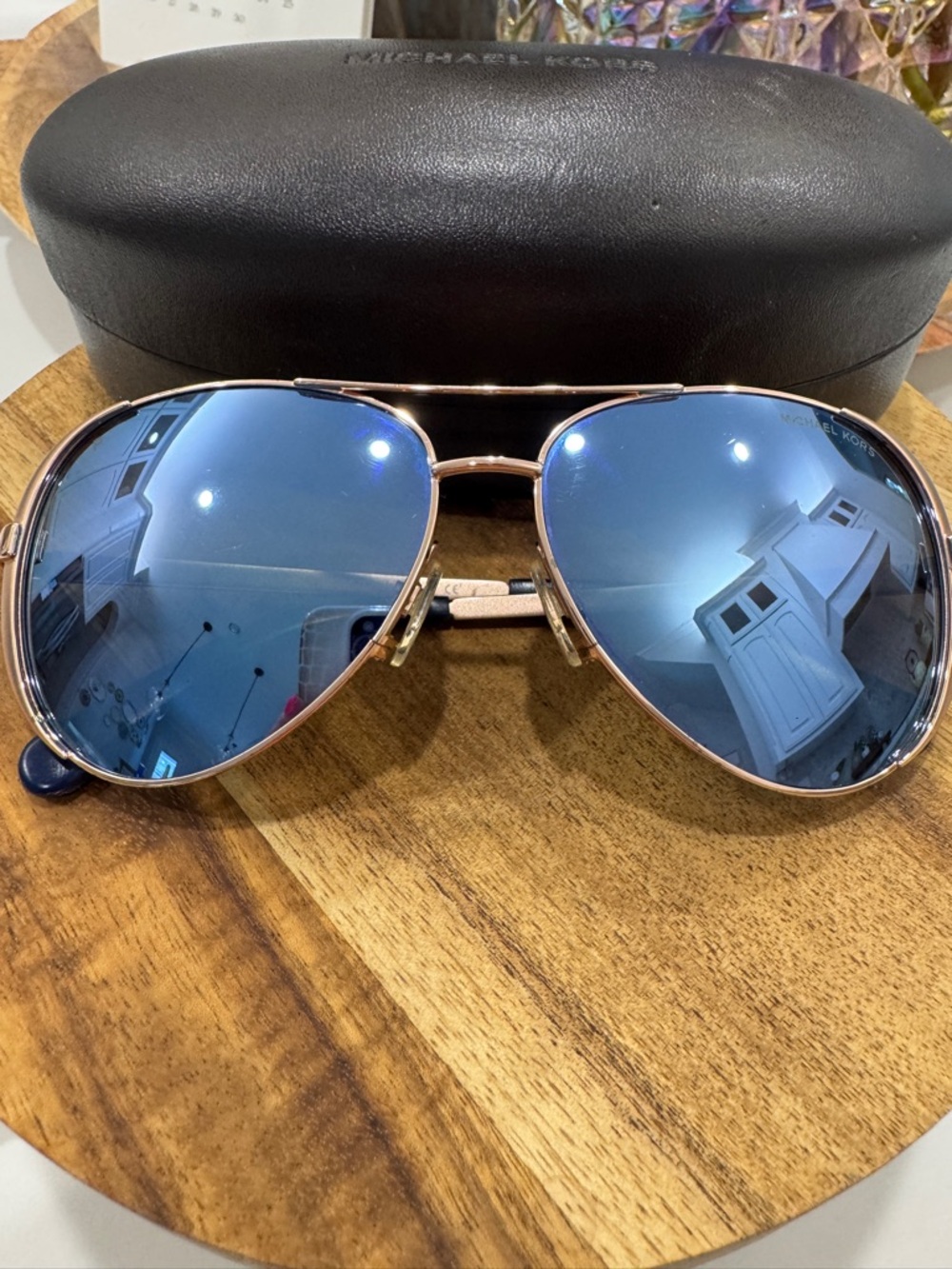 Michael Kors Blue Mirrored Chelsea Aviator Sunglasses